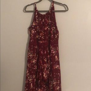 Wine Floral Romper with Half Skirt